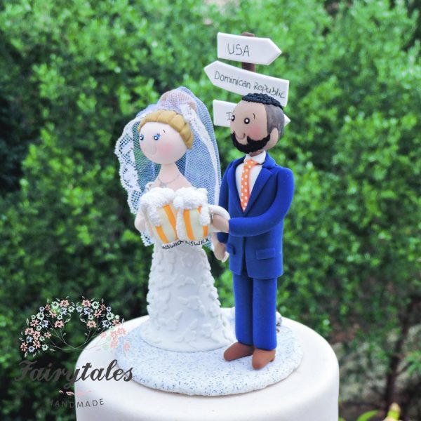 Beer Travel  Wedding  Cake  Topper  Fairytales Handmade